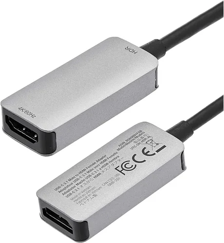 Vista 4 de Amazon Basics Adaptador USB-C 3.1 macho a HDMI hembra (4K @60Hz), gris, 1.69 x 1.45 x 0.43 pulgadas