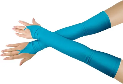 Vista 22 de Shinningstar Guantes largos de elastano elástico sin dedos sobre el codo para niñas y niños adultos