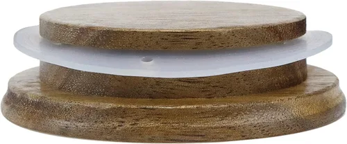 Vista 5 de Antrader 4 tapas de almacenamiento de madera para frascos de bola, Kerr, Mason (2.76 pulgadas) Tapas de madera de boca regular