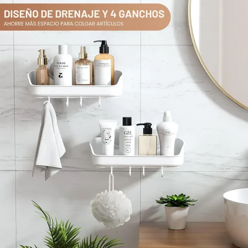 Vista 6 de LUXEAR Organizador de ducha con ventosa extraíble sin perforación, estante de ducha de baño, potente cesta organizadora de ducha, resistente al agua