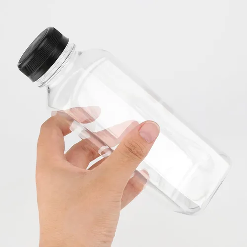 Vista 5 de MOUYAT Paquete de 24 botellas de plástico de 14 onzas con tapas, botellas sensoriales de plástico transparente de 14 onzas fluidas con tapas a