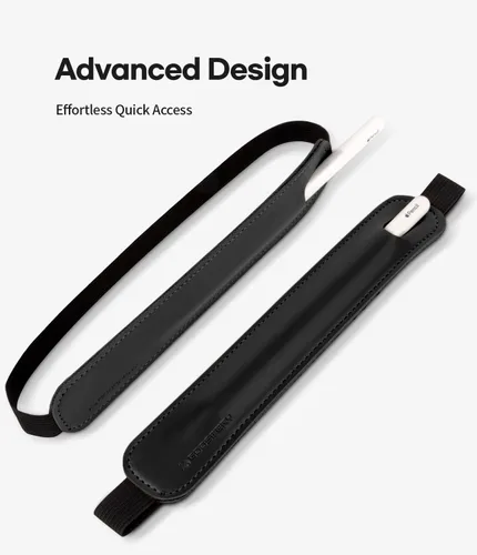 Vista 3 de Goospery Soporte para lápices compatible con Apple Pencil (1ª y 2ª generación) Funda de piel sintética, accesorios de bolsillo, banda elástica, Negro
