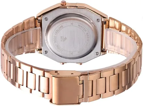 Vista 5 de VIGOROSO Reloj casual digital de acero inoxidable dorado retro vintage para hombre, cronómetro
