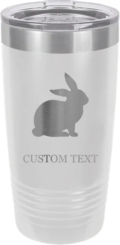 Vista 12 de 20-Ounce Vacuum Insulated Stainless Steel Tumbler Customized Double-Walled Laser Engraved Pink Coffee Mug, Rabbit, Personalized