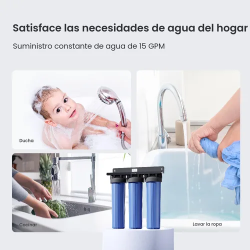 Vista 7 de Waterdrop Sistema de filtro de agua de 3 etapas para toda la casa, con filtro de carbono y filtro de sedimentos, filtración de 7 etapas que reduce