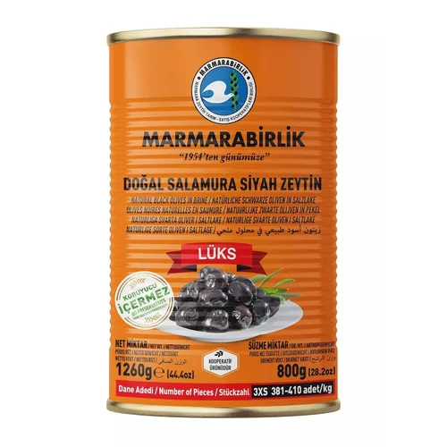 Vista 12 de Marmarabirlik Aceitunas negras enlatadas, aceitunas turcas en salmuera, recogidas a mano, aperitivos saludables, sabor vegano y mediterráneo