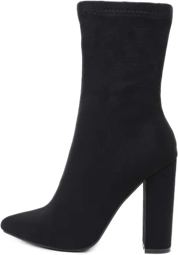 Vista 2 de STUPMARY Botas de mujer con tacón grueso, punta puntiaguda, botines de tacón alto, botas de invierno
