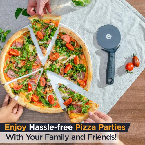 Vista 8 de Deiss Lux - Cortador de pizza resistente con cortador de ruedas, rueda de acero inoxidable afilada y suave con mango antideslizante de fácil agarre