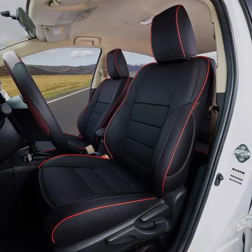 Vista 22 de EKR - Juego completo de fundas de asiento de cuero para automóvil de ajuste personalizado (color negro)