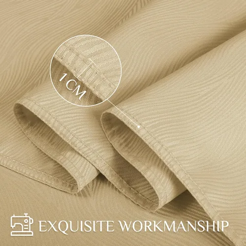 Vista 4 de Softalker Mantel rectangular de jacquard, diseño de remolinos, impermeable, resistente a las manchas, sin arrugas, tela de gran peso para Beige