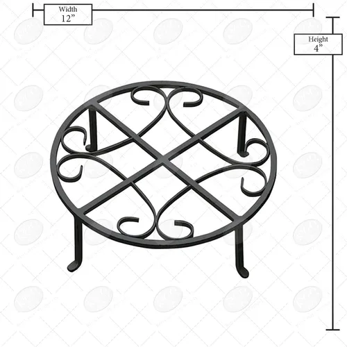Vista 7 de Red Carpet Studios Soporte para plantas con patrón de desplazamiento, hierro forjado