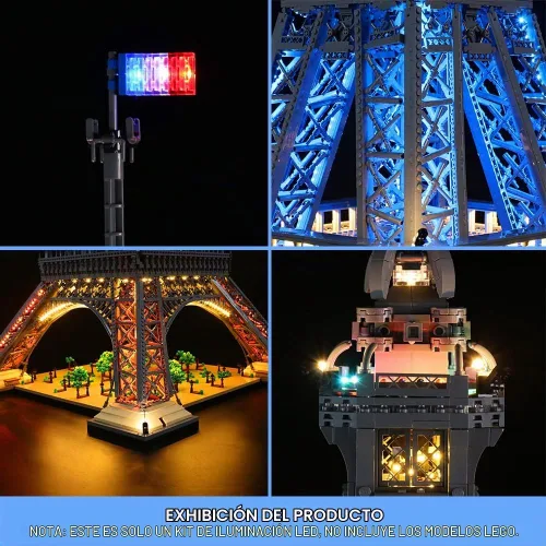 Vista 8 de VONADO Kit de iluminación LED compatible con el set de la Torre Eiffel de Lego 10307, iluminación de construcción DIY con control remoto compatible