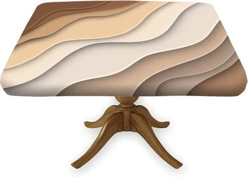 Vista 8 de Mantel cuadrado geométrico, ajustable, color turquesa, verde azulado degradado, con borde elástico, resistente a derrames y manchas, para mantel
