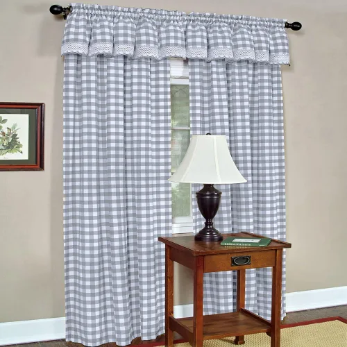 Vista 2 de Achim Home Furnishings - Cortina de ventana a cuadros de un solo paño, 42 x 63 pulgadas, blanca y negra