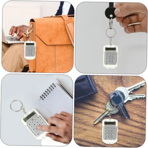 Vista 3 de NUOBESTY 4pcs Calculadora Llavero Mini Calculadora Básica Cuatro Funciones Material Portátil Estudiante