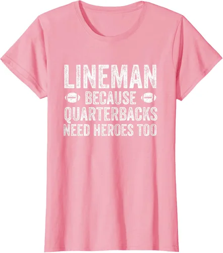 Vista 16 de Lineman Because Quarterbacks Need Heroes Camiseta de fútbol linieros S Negro