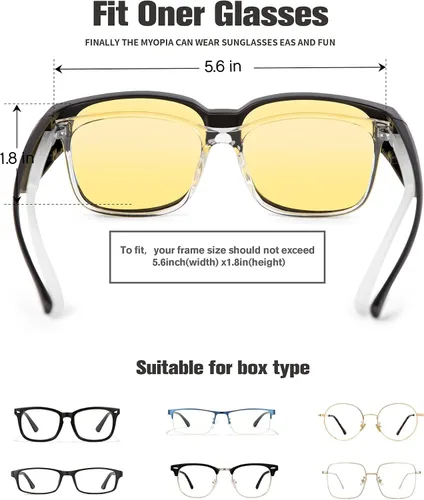 Vista 5 de BIRCEN Ajuste polarizado sobre gafas de sol uso sobre gafas de sol envolventes para hombres y mujeres, protección UV