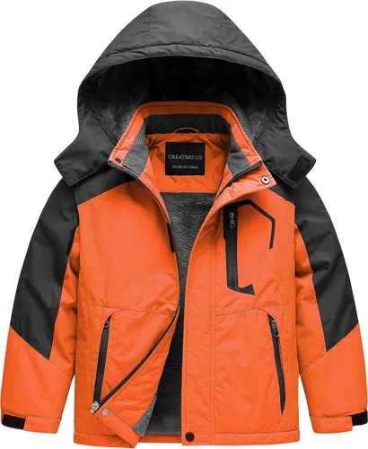 Vista 7 de CREATMO US Chaqueta de esquí impermeable para niño, abrigo de nieve cálido para invierno, resistente al viento, chaqueta de lluvia para snowboard