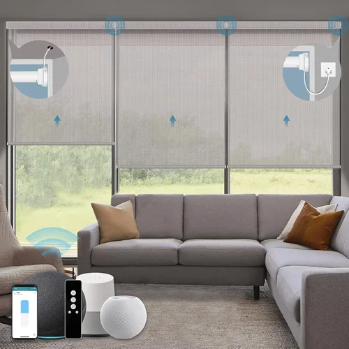Vista 37 de Persianas enrollables inteligentes, persianas enrollables con cable 1% de apertura, compatibles con Google Home Alexa, persianas automáticas 1%