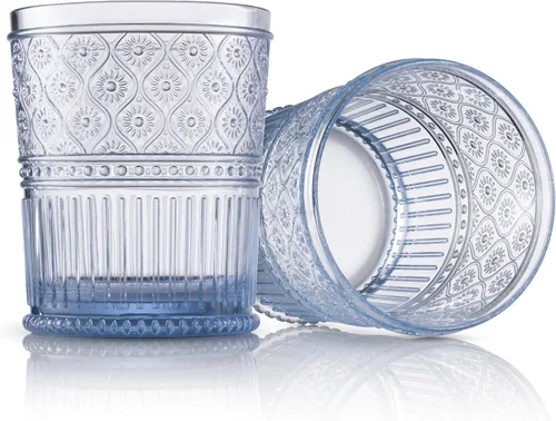 Vista 3 de Godinger Vasos de whisky, juego de vasos acrílicos, elegantes vasos de plástico de bola baja, vasos de rocas, juego de vasos para beber, decoración