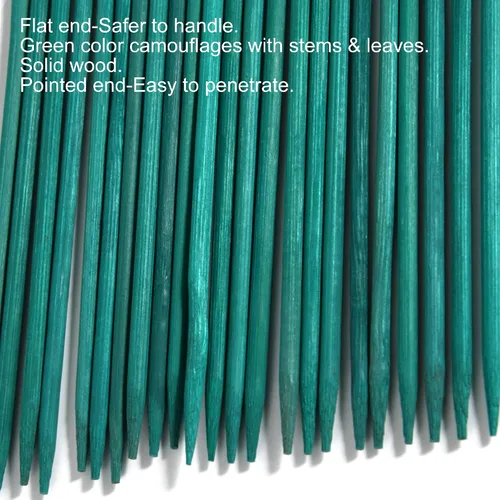 Vista 2 de 50 piezas de varillas de soporte para plantas de 18 pulgadas, palos de bambú verde, estacas de madera para jardín, estacas de madera