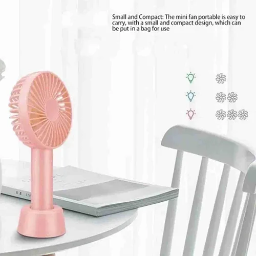 Vista 2 de Pilipane Ventilador de mango ergonómico portátil recargable por USB con 3 velocidades de viento regulables para el hogar, camping, viajes