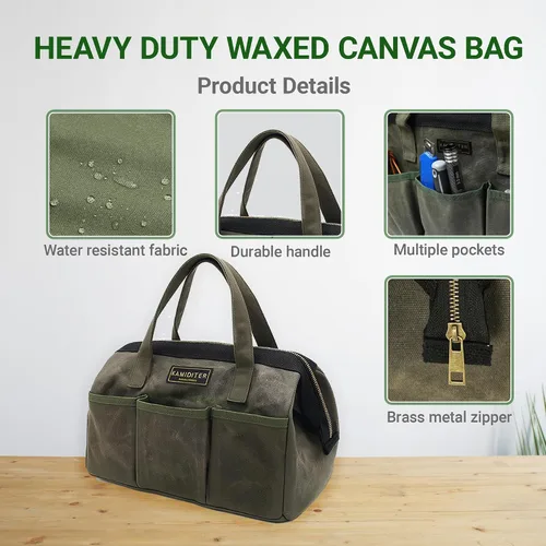 Vista 2 de Bolsa de herramientas de 13 pulgadas, bolsa de herramientas resistente al agua, bolsa de herramientas con asa para herramientas, llaves inglesas