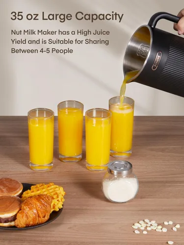 Vista 9 de FOHERE Máquina para Hacer Leche de Nuez, 6 en 1 Fabricante de Leche de Soja de 35oz para Leche de Almendra Casera, Avena, Soja, Comida para Bebés
