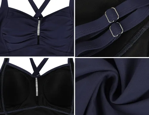 Vista 4 de Hilor Tankini para mujer, con control de abdomen, espalda cruzada, tankini