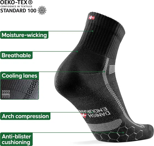 Vista 3 de DANISH ENDURANCE Paquete de 3 calcetines de correr para largas distancias cuarto de baño hombres y mujeres