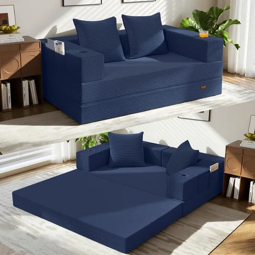 Vista 15 de COMAX Sofá cama futón, sofá cama convertible, sofás plegables sin hueso