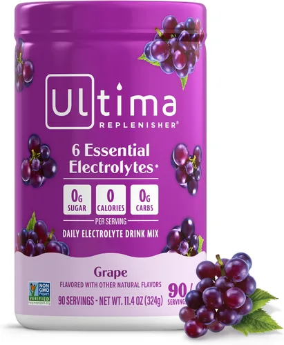 Vista 10 de Ultima Replenisher Mezcla diaria de electrolitos en polvo, sin azúcar, frambuesa azul, 90 porciones, polvo de hidratación con 6 electrolitos