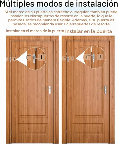 Vista 6 de Cierrapuertas automático de resorte, cierrapuertas para el hogar, puerta mosquitera, hogar, sin necesidad de quitar las bisagras de puerta