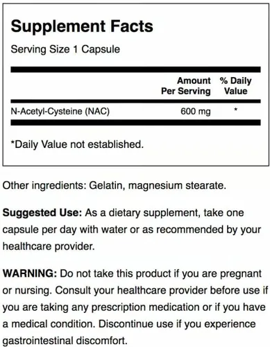 Vista 2 de Swanson NAC N-acetil cisteína Suplemento antioxidante y saludable para adultos que buscan desintoxicación y apoyo de radicales libres – 600 mg