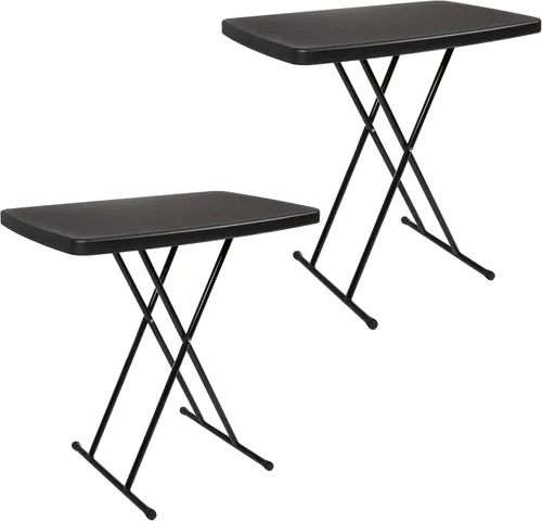 Vista 16 de Lavish Home Mesas plegables portátiles, escritorio plegable portátil ligero con altura ajustable, pequeña mesa de plástico para bandeja de TV, Negro