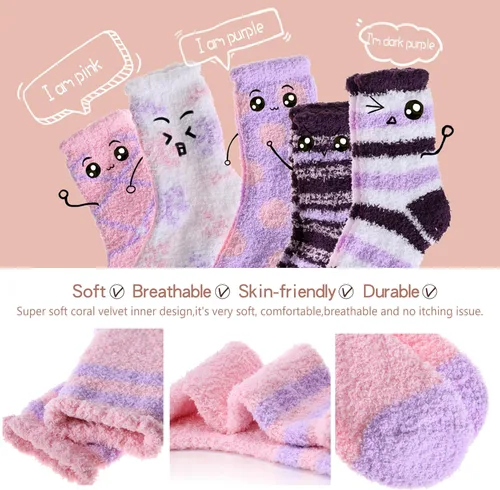 Vista 5 de EBMORE Womens Fuzzy Socks Slipper Fluffy Cozy Comfy Cabin Plush Warm Winter Sleep Home Soft Socks