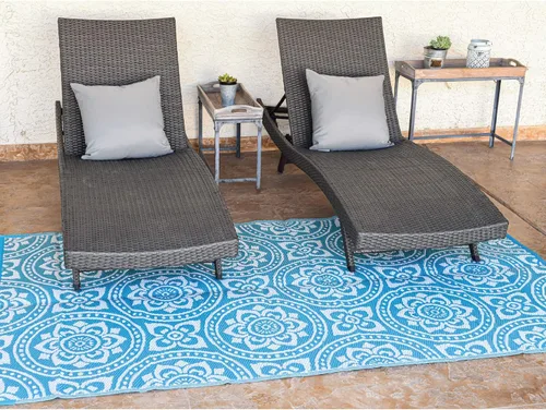 Vista 12 de Stylish Camping 255085 - Tapete reversible de 5 pies por 8 pies, tapete de paja de plástico, tapete grande para exteriores, caravana, patio, patio