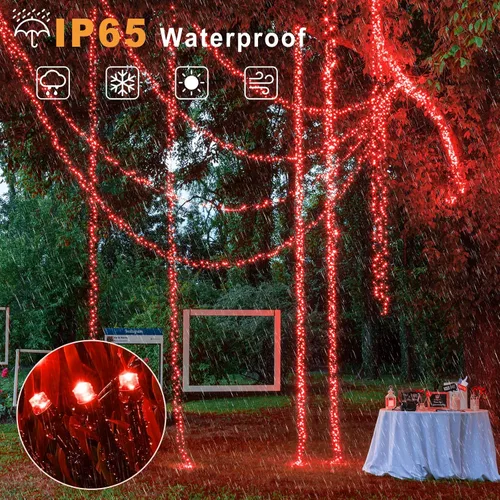 Vista 4 de 2 Pack de luces solares de Navidad para exteriores, tira de luces solares de 80 pies con 240 LED para exteriores, impermeables, 8 modos de luz