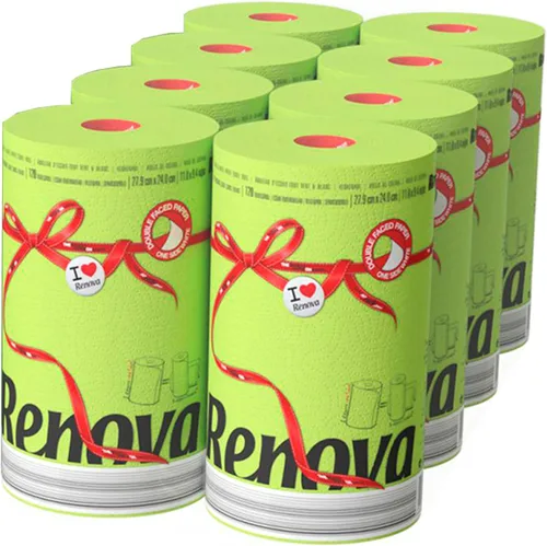 Vista 18 de Renova - Juego de rollos de toallas de papel, 2 rollos, 2 capas, 120 hojas altamente absorbentes, eleva tu imagen con estilo profesional y Amarillo