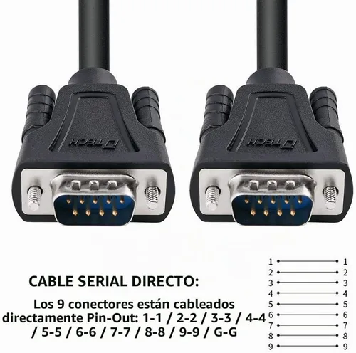 Vista 4 de DTech Cable RS-232 de 10 pies RS232 Serial Cable macho a macho 9 Pin DB9 Cable recto a través