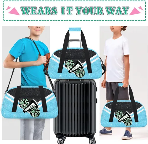 Vista 6 de Bolsa de gimnasio para animadoras, bolsa de lona para animadoras para mujer, bolsa de transporte para fin de semana, bolsa de viaje para animadoras
