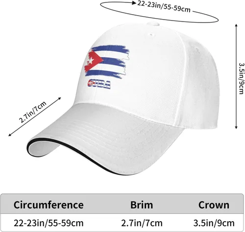 Vista 6 de Gorra de béisbol con bandera cubana vintage para hombre y mujer