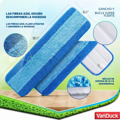 Vista 2 de VanDuck Almohadillas de limpieza de microfibra compatibles con trapeadores Bona de 18 pulgadas (paquete de 3)
