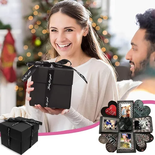 Vista 2 de Caja de regalo creativa con 4 caras, álbum de fotos hecho a mano, álbum de recortes, regalo de cumpleaños sorpresa, boda o día de San Valentín