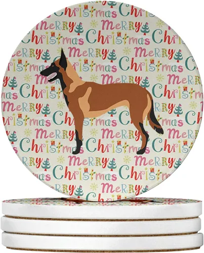 Vista 71 de AIDI Atlas Mountain Dog Merry Christmas - Posavasos grandes de piedra arenisca, paquete de 4