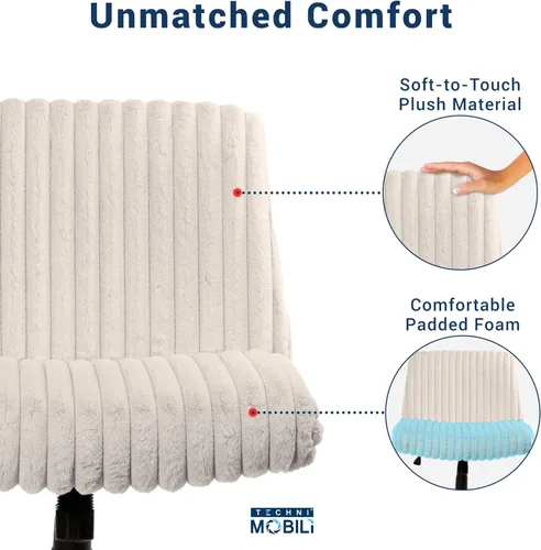 Vista 6 de Silla cruzada sin brazos, silla de escritorio de oficina extra ancha sin ruedas, asiento acolchado extra grande de 26 pulgadas para sentarse