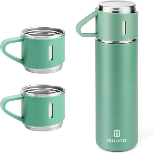Vista 14 de Termo de acero inoxidable 500ml/16.9oz botella aislada al vacío con taza para café, bebidas calientes y bebidas frías, cantimplora de agua.