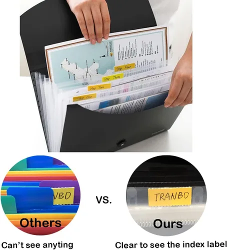 Vista 4 de 2 Pack 7 Pockets Accordion File Organizer, TRANBO Letter Size/A4 Expanding File Folder with Index Tabs, Expandable Plastic Document Organizer for