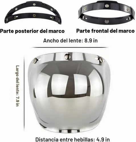Vista 6 de Casco de burbuja, casco de cara abierta, protector solar de burbujas, visera solar, accesorio para casco de motocicleta, lente facial (transparente)