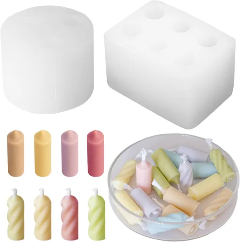 Vista 7 de 2 piezas de moldes de vela de burbujas 3D, moldes de cilindro y cubo de silicona para hacer velas y jabón de bricolaje